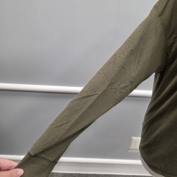 Hanes Olive Long Sleeve T Shirt - Picture 4 of 6